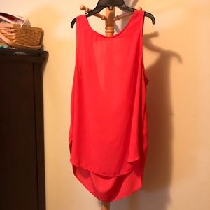 Salmon High Low, Open Back Sleeveless Top